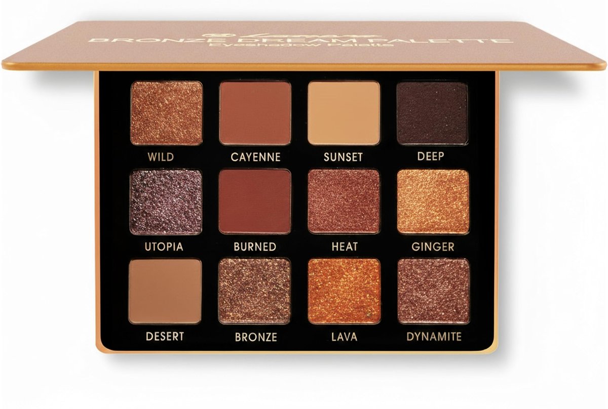 Lamora Bronze Eyeshadow Palette - 12 Soft Warm Brown Shadows, Matte & Shimmer Finishes, Ultra-Blendable Everyday Neutrals, Long-Lasting Travel Makeup with Mirror Avelisse