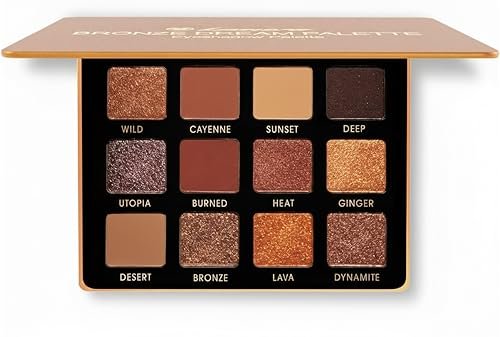 Lamora Bronze Eyeshadow Palette - 12 Soft Warm Brown Shadows, Matte & Shimmer Finishes, Ultra-Blendable Everyday Neutrals, Long-Lasting Travel Makeup with Mirror Avelisse