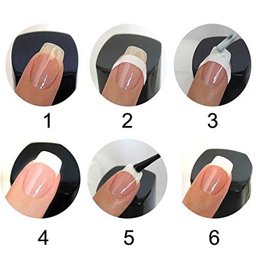 BlingKingdom 576pcs French Nail Stickers - Self-Adhesive Smile Line Guides, Moon Shape Design for Manicure, White Vinyl Stencils - görsel 6