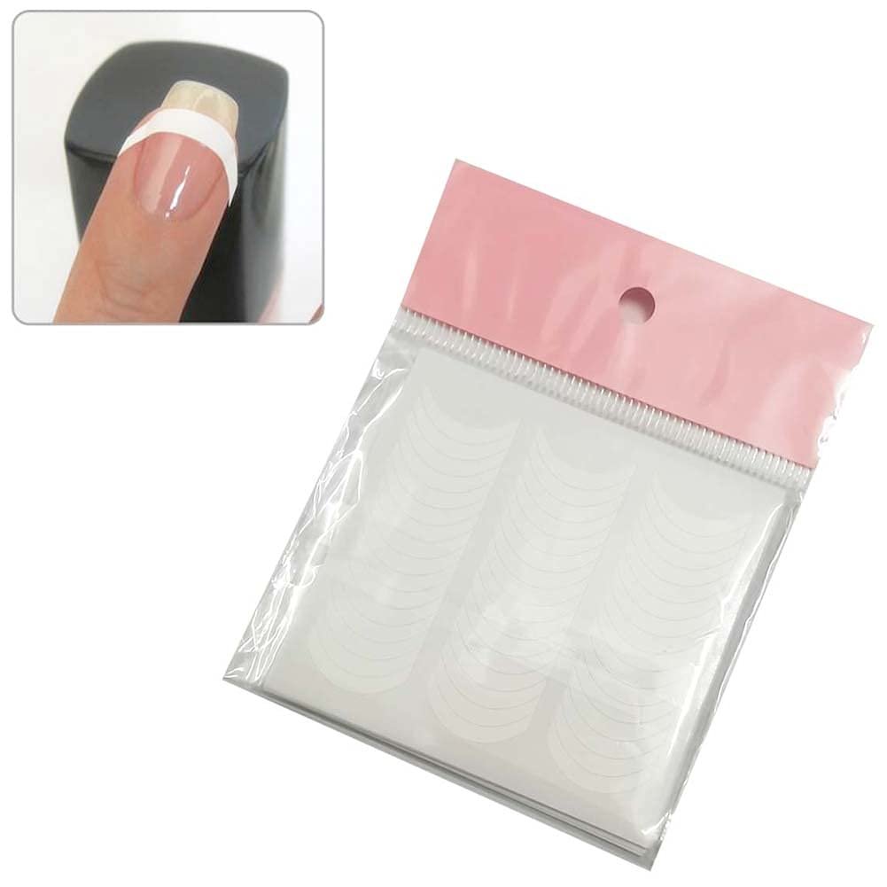 BlingKingdom 576pcs French Nail Stickers - Self-Adhesive Smile Line Guides, Moon Shape Design for Manicure, White Vinyl Stencils - görsel 8