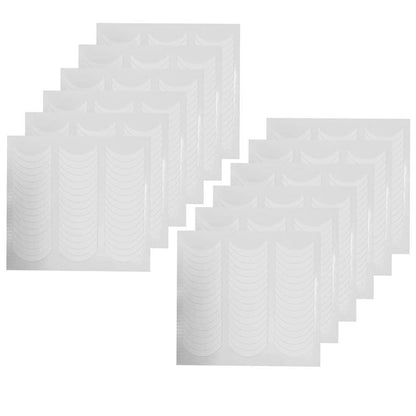 BlingKingdom 576pcs French Nail Stickers - Self-Adhesive Smile Line Guides, Moon Shape Design for Manicure, White Vinyl Stencils