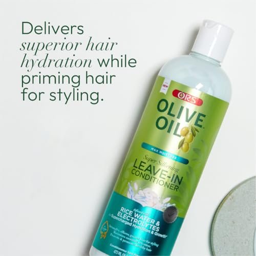 ORS Olive Oil Max Moisture Leave-In Conditioner with Rice Water and Electrolytes - Supercharged Hair Hydration, 16 oz Avelisse