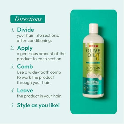 ORS Olive Oil Max Moisture Leave-In Conditioner with Rice Water and Electrolytes - Supercharged Hair Hydration, 16 oz Avelisse