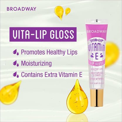 Ruby Kisses Broadway Vita-Lip Clear Lip Gloss (10 Pack) - Ultra-Hydrating & Soothing Formula with Vitamins, High-Shine Non-Sticky Finish Lip Balm with Mint, Rosehip, Coconut, Mango, Argan, Honey, Shea Avelisse