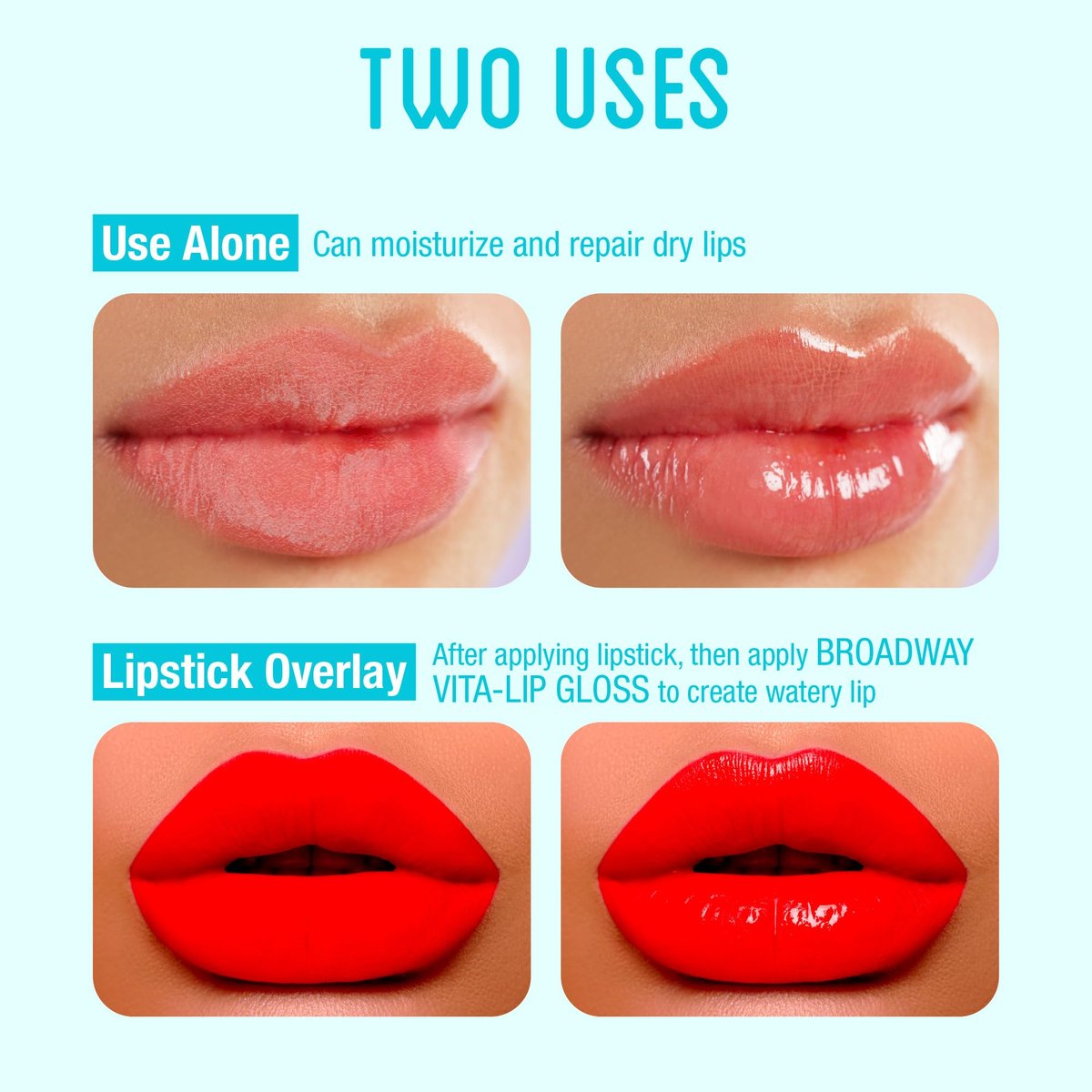 Ruby Kisses Broadway Vita-Lip Clear Lip Gloss (10 Pack) - Ultra-Hydrating & Soothing Formula with Vitamins, High-Shine Non-Sticky Finish Lip Balm with Mint, Rosehip, Coconut, Mango, Argan, Honey, Shea Avelisse