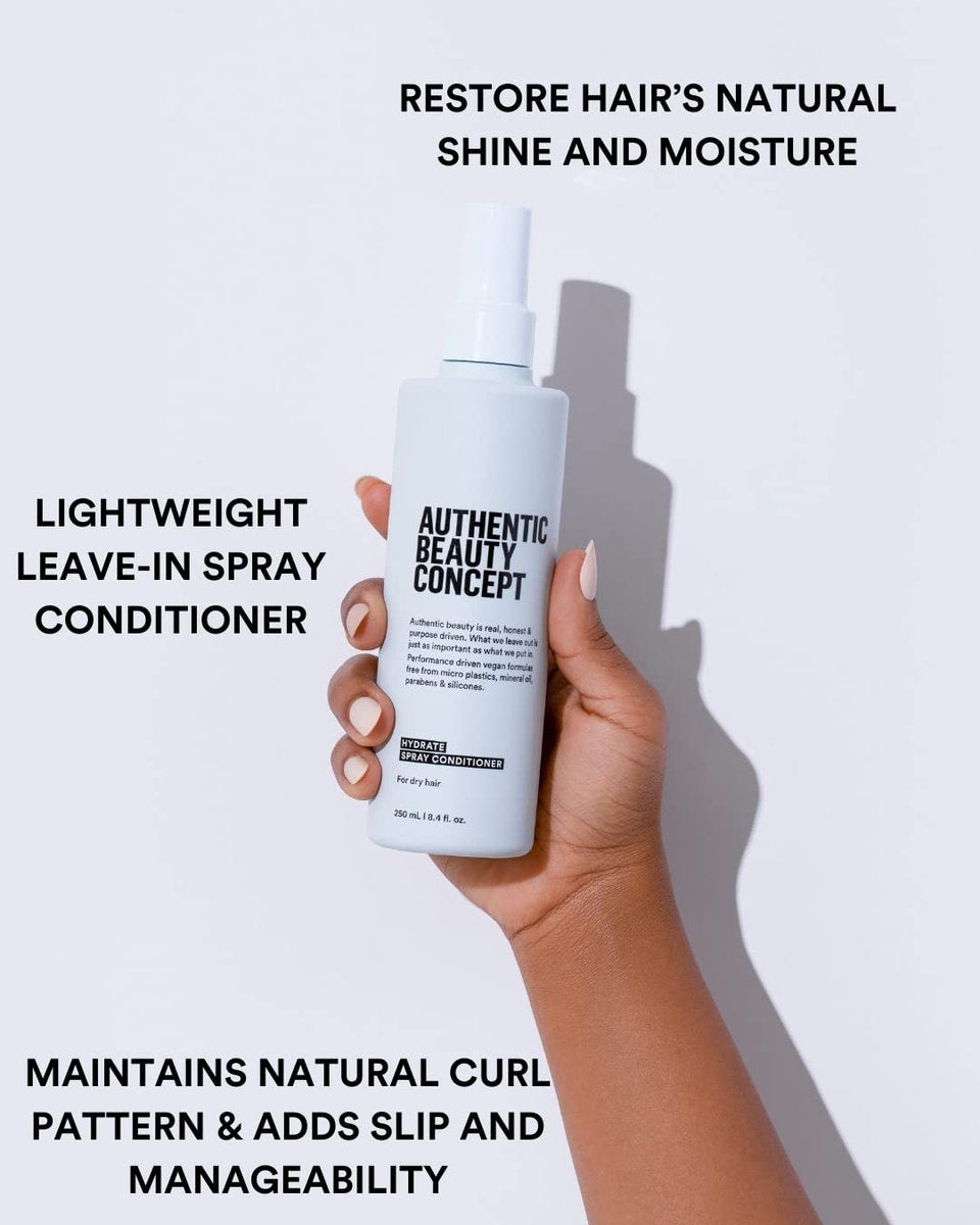 Authentic Beauty Concept Hydrate Spray Conditioner - Lightweight Leave-In for Normal to Dry or Curly Hair - Vegan & Cruelty-Free - 8.4 fl oz Avelisse