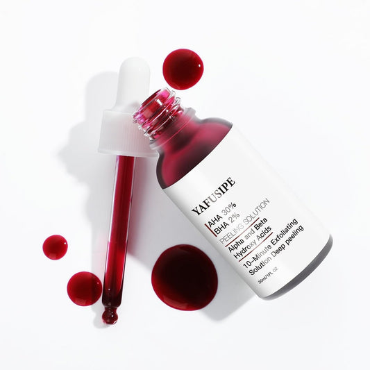 YAFUSIPE AHA 30% + BHA 2% Peeling Solution - Professional-Grade Exfoliating Chemical Skin Peel for Face | At-Home Facial Mask | Red Peeling BHA Liquid Exfoliant | Salicylic Acid Exfoliators (1 Fl Oz)