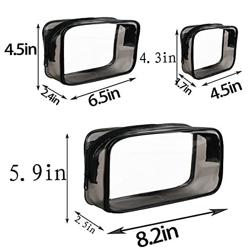 4 Pack Clear Cosmetic Bag for Travel - TSA Approved Toiletry Makeup Pouch - Carry-on Airport Airline Compliant - Portable PVC Waterproof With Zipper for Women - Quart Size Set - görsel 4