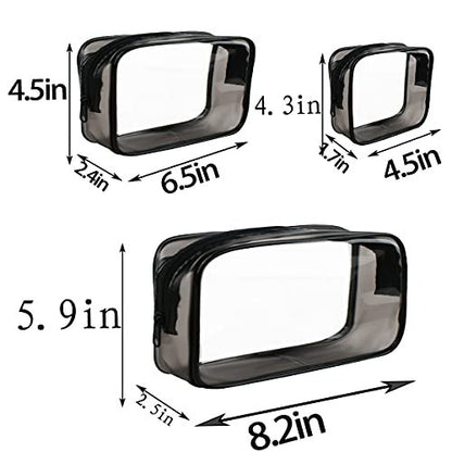 4 Pack Clear Cosmetic Bag for Travel - TSA Approved Toiletry Makeup Pouch - Carry-on Airport Airline Compliant - Portable PVC Waterproof With Zipper for Women - Quart Size Set