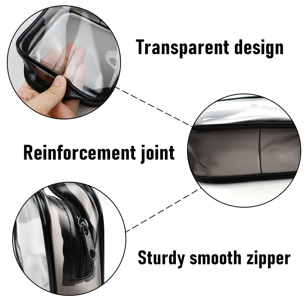 4 Pack Clear Cosmetic Bag for Travel - TSA Approved Toiletry Makeup Pouch - Carry-on Airport Airline Compliant - Portable PVC Waterproof With Zipper for Women - Quart Size Set - görsel 7