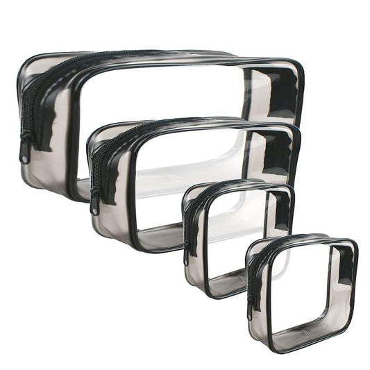 4 Pack Clear Cosmetic Bag for Travel - TSA Approved Toiletry Makeup Pouch - Carry-on Airport Airline Compliant - Portable PVC Waterproof With Zipper for Women - Quart Size Set