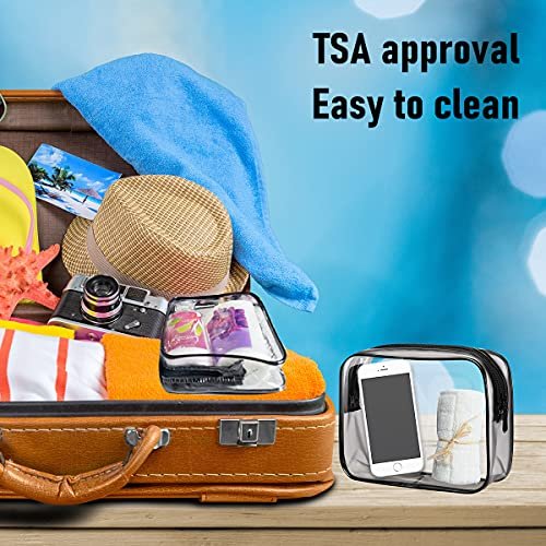 4 Pack Clear Cosmetic Bag for Travel - TSA Approved Toiletry Makeup Pouch - Carry-on Airport Airline Compliant - Portable PVC Waterproof With Zipper for Women - Quart Size Set - görsel 10