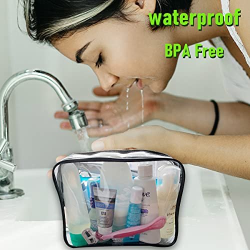 4 Pack Clear Cosmetic Bag for Travel - TSA Approved Toiletry Makeup Pouch - Carry-on Airport Airline Compliant - Portable PVC Waterproof With Zipper for Women - Quart Size Set - görsel 6