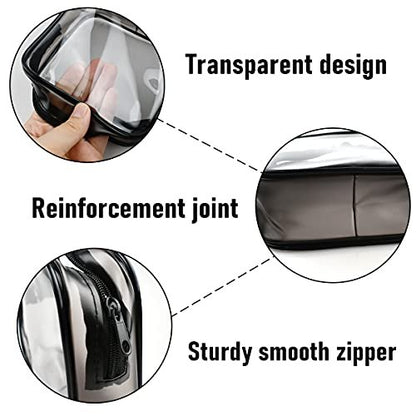 4 Pack Clear Cosmetic Bag for Travel - TSA Approved Toiletry Makeup Pouch - Carry-on Airport Airline Compliant - Portable PVC Waterproof With Zipper for Women - Quart Size Set