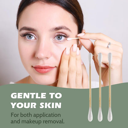 Isshah Bamboo Cotton Swabs – 500 Count, FSC Certified, PETA Approved, Eco-Friendly & Biodegradable Ear Sticks