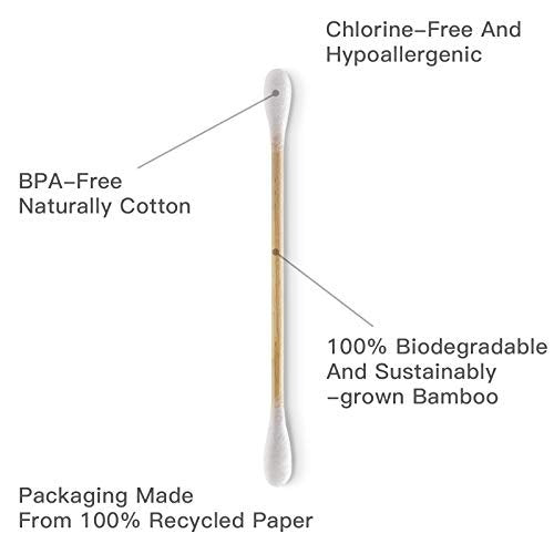 Isshah Bamboo Cotton Swabs – 500 Count, FSC Certified, PETA Approved, Eco-Friendly & Biodegradable Ear Sticks - görsel 16