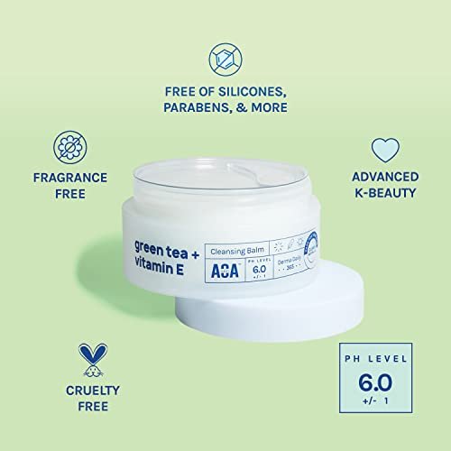 AOA STUDIO Green Tea & Vitamin E Cleansing Balm - Waterproof Makeup Remover, Oil Based, K-Beauty Skincare, Soothing & Brightening, 3.38 Fl Oz - görsel 5
