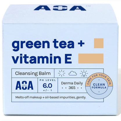 AOA STUDIO Green Tea & Vitamin E Cleansing Balm - Waterproof Makeup Remover, Oil Based, K-Beauty Skincare, Soothing & Brightening, 3.38 Fl Oz