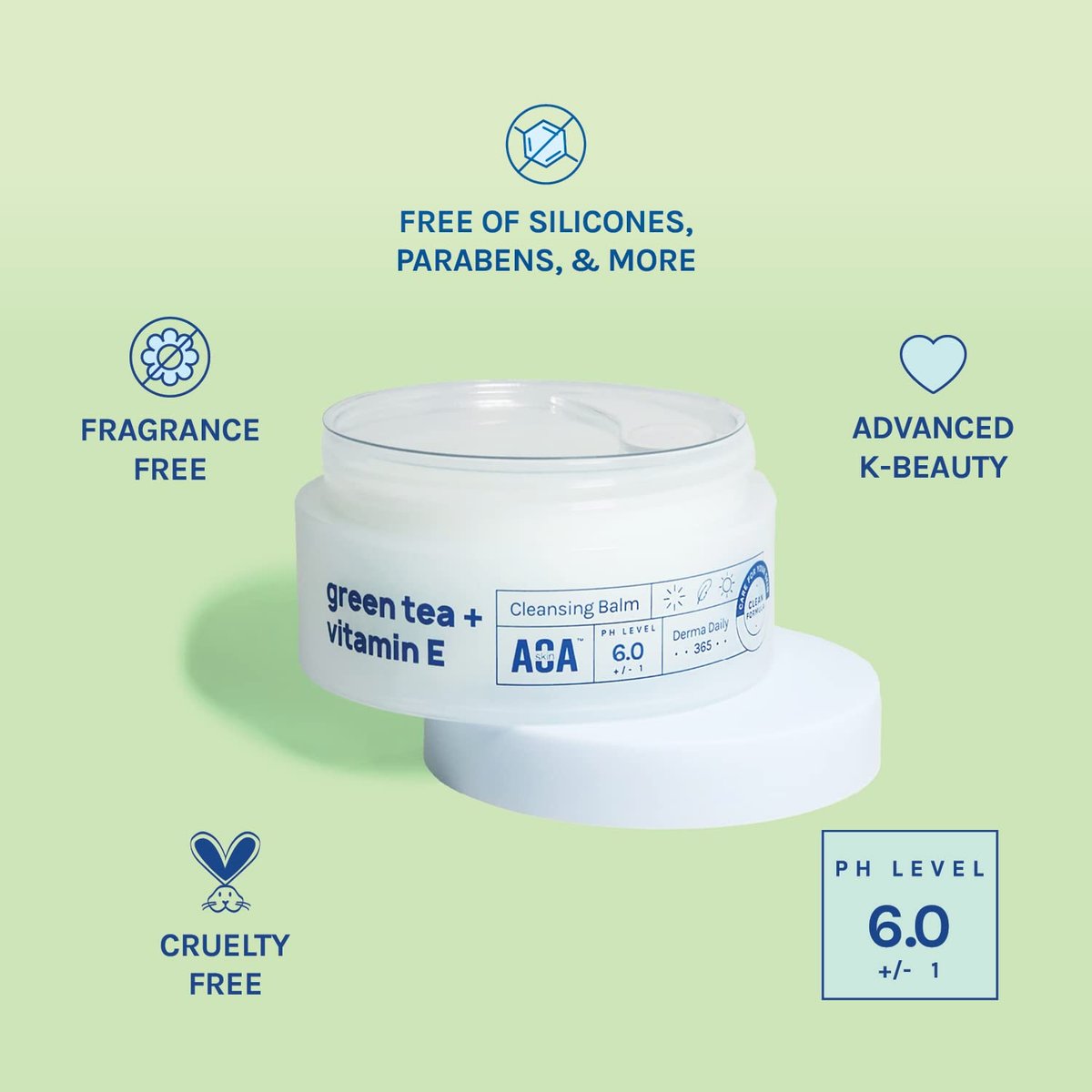 AOA STUDIO Green Tea & Vitamin E Cleansing Balm - Waterproof Makeup Remover, Oil Based, K-Beauty Skincare, Soothing & Brightening, 3.38 Fl Oz - görsel 6