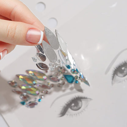 Face Gems 6 Sheets Stick On Rhinestones Stickers - 30g Chunky Glitter Gemstones Temporary Tattoo for Women Festival Rave Outfit Euphoria Accessories (3 Luminous) Avelisse