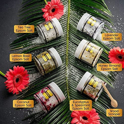 LOVERY Mother's Day Bath Salts Gift Basket Set - Self Care Epsom Salt with Essential Oils (Lavender, Eucalyptus, Lemon, Coconut, Tea Tree, Honey Almond) for Women, Mom, Her Avelisse