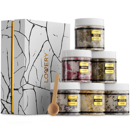 LOVERY Mother's Day Bath Salts Gift Basket Set - Self Care Epsom Salt with Essential Oils (Lavender, Eucalyptus, Lemon, Coconut, Tea Tree, Honey Almond) for Women, Mom, Her Avelisse