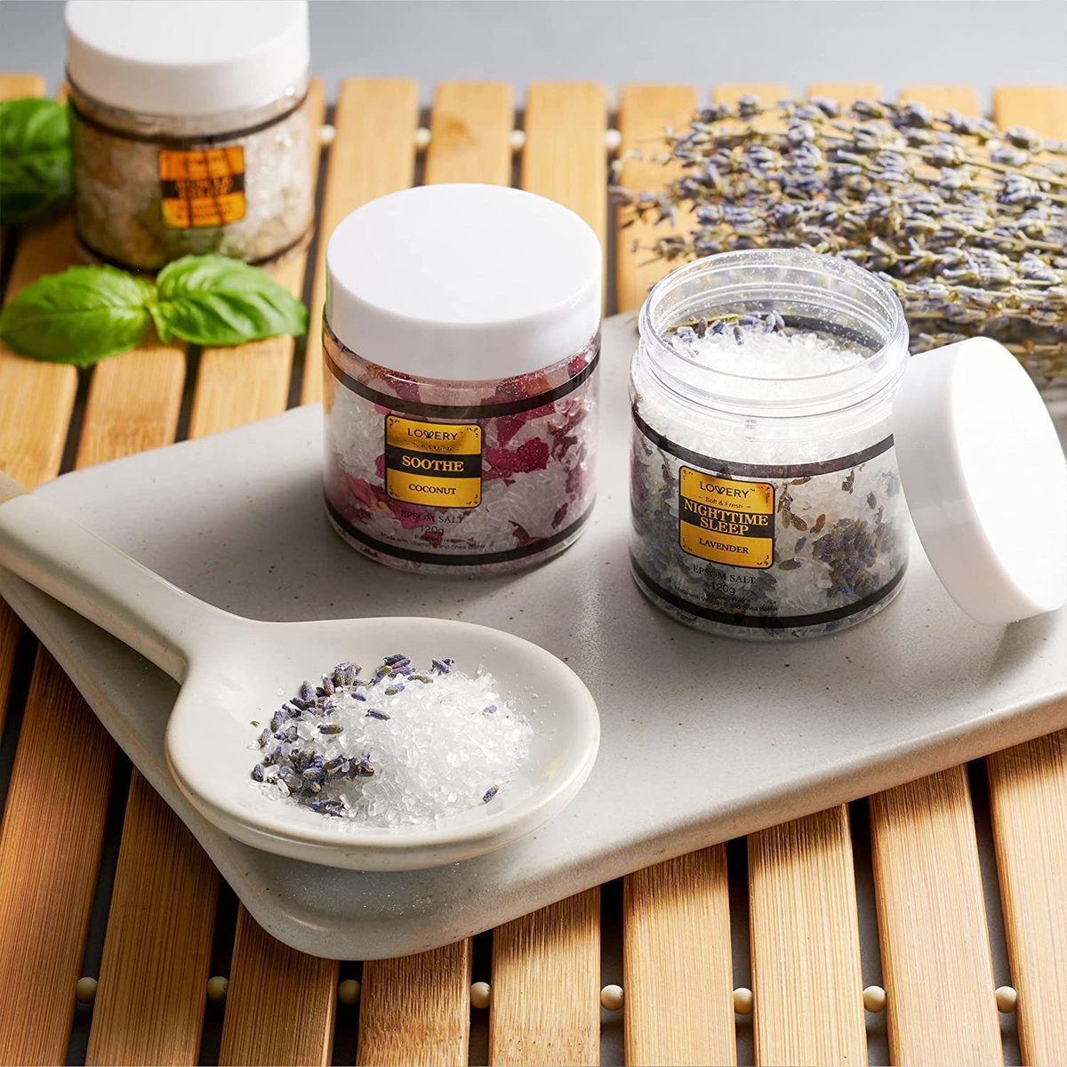 LOVERY Mother's Day Bath Salts Gift Basket Set - Self Care Epsom Salt with Essential Oils (Lavender, Eucalyptus, Lemon, Coconut, Tea Tree, Honey Almond) for Women, Mom, Her Avelisse
