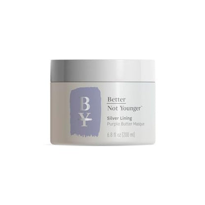 Better Not Younger Silver Lining Purple Hair Mask for Women 40+ – Deep Conditioning Treatment for Gray, Silver & Blonde Hair - Butter Mask with Plant-Based Oils – Hydrates & Neutralizes Brassiness Avelisse