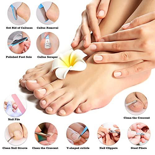 23-in-1 Professional Pedicure Kit with Stainless Steel Callus Remover & Foot File - Home Foot Spa for Men & Women (Blue) - görsel 4