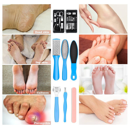 23-in-1 Professional Pedicure Kit with Stainless Steel Callus Remover & Foot File - Home Foot Spa for Men & Women (Blue)