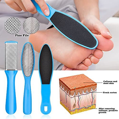 23-in-1 Professional Pedicure Kit with Stainless Steel Callus Remover & Foot File - Home Foot Spa for Men & Women (Blue)