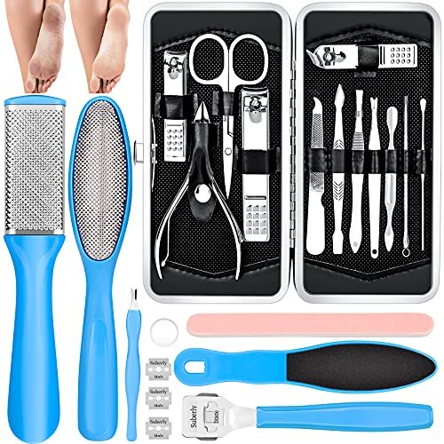 23-in-1 Professional Pedicure Kit with Stainless Steel Callus Remover & Foot File - Home Foot Spa for Men & Women (Blue) - görsel 2