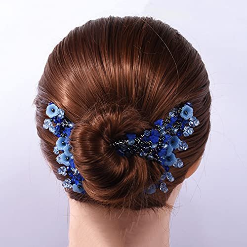 FXBLING 6-Pack Magic Easy Combs for Women - Elastic Beaded Double Hair Clips, Hair Bun Maker Accessories (Blue, Green, Grey, Rose, Coffee, Purple) - görsel 10