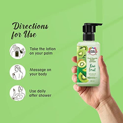 Buds & Berries Fruit Nourish Kiwi Body Gel Lotion for Normal Skin, No Paraben, 240 ml | Hydrating & Lightweight