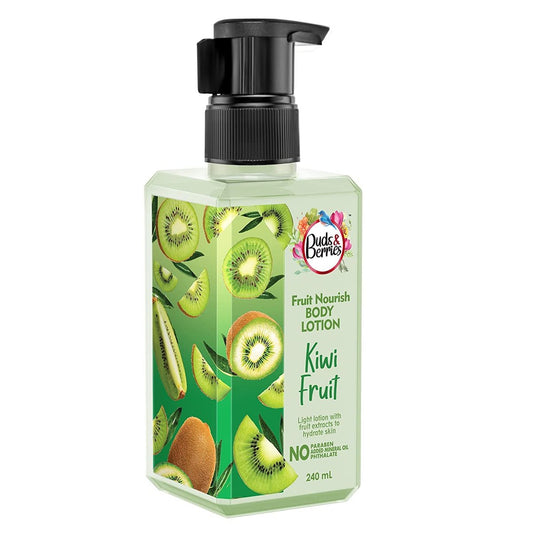 Buds & Berries Fruit Nourish Kiwi Body Gel Lotion for Normal Skin, No Paraben, 240 ml | Hydrating & Lightweight