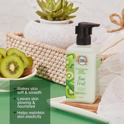 Buds & Berries Fruit Nourish Kiwi Body Gel Lotion for Normal Skin, No Paraben, 240 ml | Hydrating & Lightweight