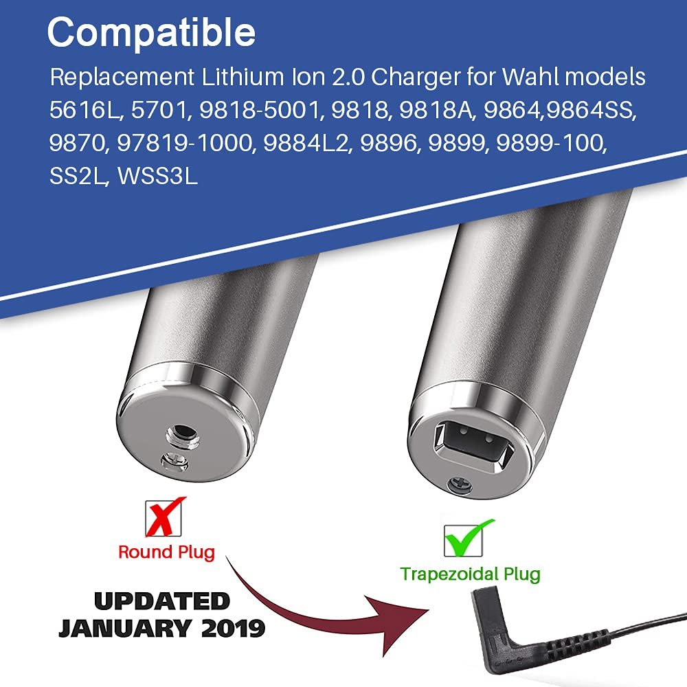 FouceClaus Power Adapter Charger for Wahl Trimmer Models 9864SS, SS2L, WSS3L, 9818A, 5616L, 5701, 9818-5001, 9864, 9870, 9884L2, 9896, 9899 - Compatible Replacement - görsel 3