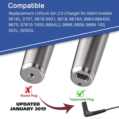 FouceClaus Power Adapter Charger for Wahl Trimmer Models 9864SS, SS2L, WSS3L, 9818A, 5616L, 5701, 9818-5001, 9864, 9870, 9884L2, 9896, 9899 - Compatible Replacement