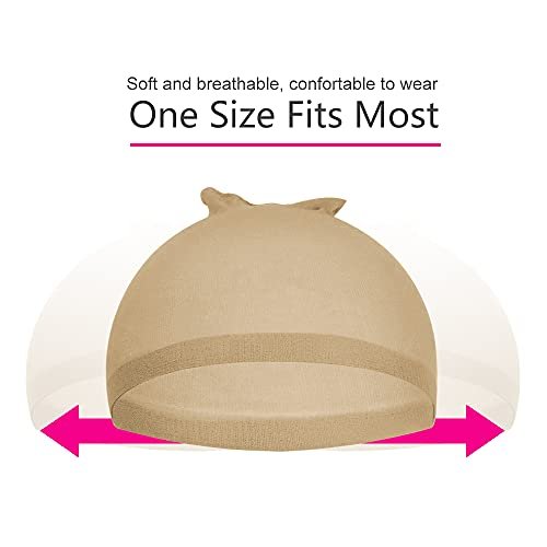 Ykimok 4 Pcs Stretchy Nylon Wig Caps - Brown Skin Tone Wig Cap for Women Avelisse