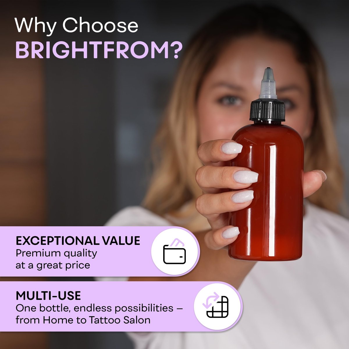BRIGHTFROM Twist Top Applicator Bottles 8 OZ Amber - BPA-Free PET Squeeze Bottles with Open/Close Nozzle, Refillable, Multi Purpose (Pack of 2) - görsel 13