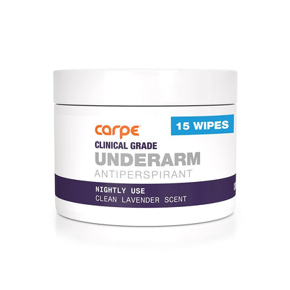 Carpe Clinical Grade Underarm Wipes – 15 Count Antiperspirant Wipes for Armpit Sweat Prevention, Hyperhidrosis Control Avelisse