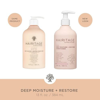 Hairitage Deep Moisture & Restore Deep Conditioner with Safflower Oil for Dry, Thick Hair – Hydrating – for Coily, Curly & Wavy Hair – Vegan – 13 fl. oz.