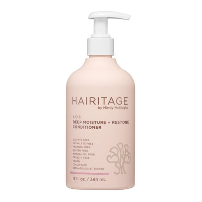 Hairitage Deep Moisture & Restore Deep Conditioner with Safflower Oil for Dry, Thick Hair – Hydrating – for Coily, Curly & Wavy Hair – Vegan – 13 fl. oz.
