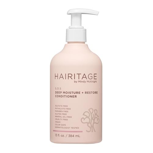 Hairitage Deep Moisture & Restore Deep Conditioner with Safflower Oil for Dry, Thick Hair – Hydrating – for Coily, Curly & Wavy Hair – Vegan – 13 fl. oz. - görsel 1