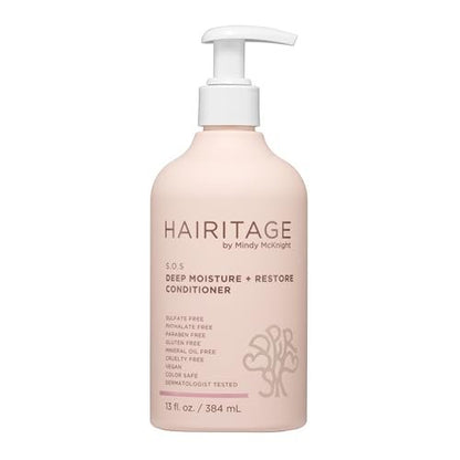 Hairitage Deep Moisture & Restore Deep Conditioner with Safflower Oil for Dry, Thick Hair – Hydrating – for Coily, Curly & Wavy Hair – Vegan – 13 fl. oz.