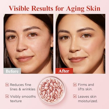 HKH Retinol Serum Capsules for Face - Anti-Aging Wrinkle Skincare with Vitamin A, E & Collagen - Moisturizing, Smoothing Fine Lines & Firming Skin - Travel Friendly (38 Capsules) Avelisse