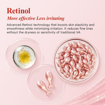 HKH Retinol Serum Capsules for Face - Anti-Aging Wrinkle Skincare with Vitamin A, E & Collagen - Moisturizing, Smoothing Fine Lines & Firming Skin - Travel Friendly (38 Capsules) Avelisse