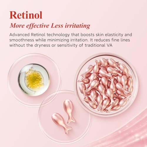 HKH Retinol Serum Capsules for Face - Anti-Aging Wrinkle Skincare with Vitamin A, E & Collagen - Moisturizing, Smoothing Fine Lines & Firming Skin - Travel Friendly (38 Capsules) Avelisse