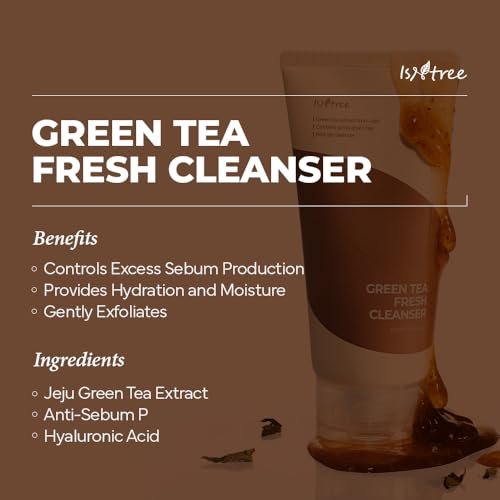IsNtree Green Tea Fresh Cleanser 120ml (4.05 fl.oz) – Jeju Green Tea Extract & Grinded Green Tea Mild Gel Cleanser Avelisse
