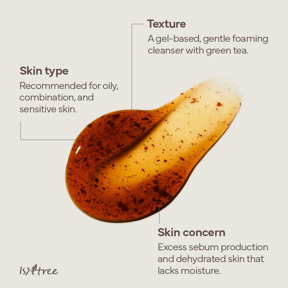 IsNtree Green Tea Fresh Cleanser 120ml (4.05 fl.oz) – Jeju Green Tea Extract & Grinded Green Tea Mild Gel Cleanser Avelisse